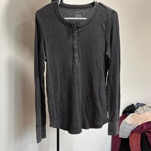 Aerie Charcoal Ribbed Long Sleeve Top